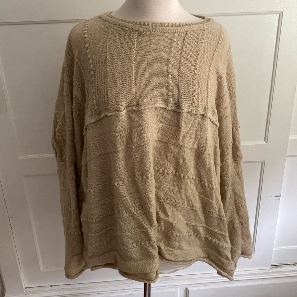 Easel tan beige oversized knit sweater long sleeve women’s